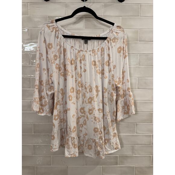 Style & Co. Boho Peasant Top - XL - White & Beige - Picture 1 of 3